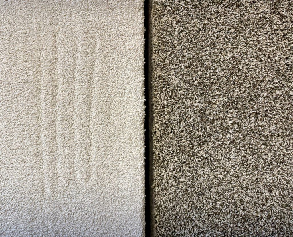 High density carpet (left) vs low density carpet (right)